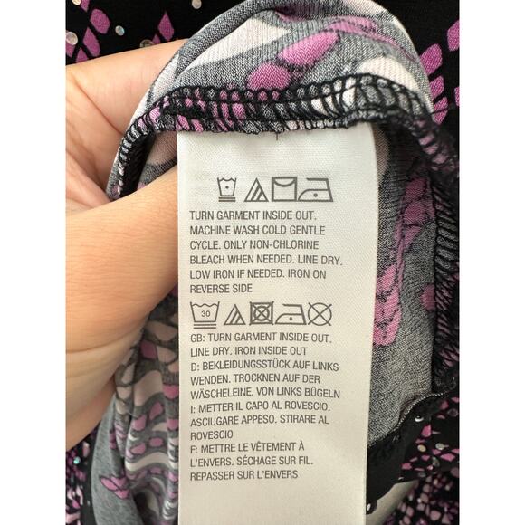 BOB MACKIE | Black Purple Artsy Rhinestone Sparkly Knit Long Sleeve Top | XXS - Picture 7 of 7